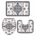 thumbnail image 2 of Bohemia Floral Bathroom Rugs Set Blue Retro Boho Ethnic Farmhouse Flower Pattern Non Slip Absorbent Soft Bath Mats 3 Piece Set with Bathroom Rug, U-Shaped Floor Mat, Toilet Seat Cover Small Size, 2 of 9