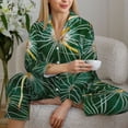 thumbnail image 6 of Fuzoiu Thorns Of Macro Cactus Print Women's Long-Sleeved Pajama,Lounge Button Down Nightwear,Womens Notch Collar Pajama Set-XX-Large, 6 of 7