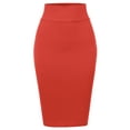 thumbnail image 3 of A2Y Women's Basic Solid Ponte Knee Length Slit Techno Span High Waist Pencil Skirt Coral 3XL, 3 of 3