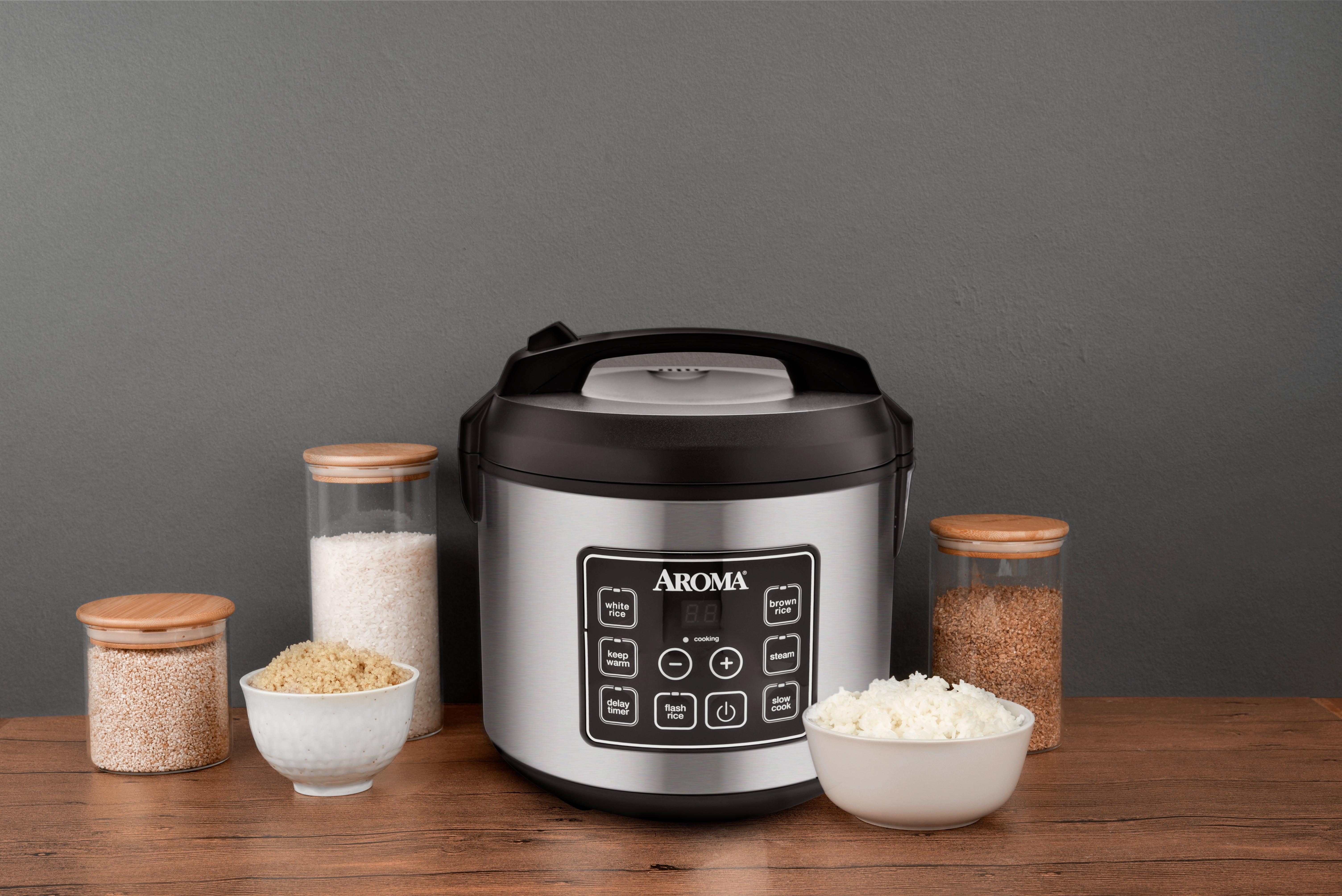 20-Cup Programmable Rice Grain Cooker Multi Functional Silver Aroma~  PreOwned