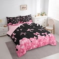 thumbnail image 3 of Feelyou Kawaii Bow-tie Bedding Comforter Set 7pcs, Cartoon Black Pink King Bedding Sets, 3 of 8