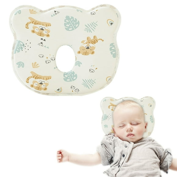 Fiudx Almohada con Forma de Bebé, Diseño de Núcleo de Algodón Viscoelástico, Malla Transpirable, Soporte Ergonómico para Cochecito y Cuna, Descanso Suave y Cómodo, 25 X 20 Cm, Segura para Recién Naci