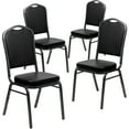 thumbnail image 2 of BizChair 4 Pack Crown Back Stacking Banquet Chair in Black Vinyl - Silver Vein Frame, 2 of 14