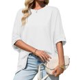thumbnail image 4 of Summer Short Sleeve Oversize Solid Color T Shirt Women Loose Tops, 4 of 6