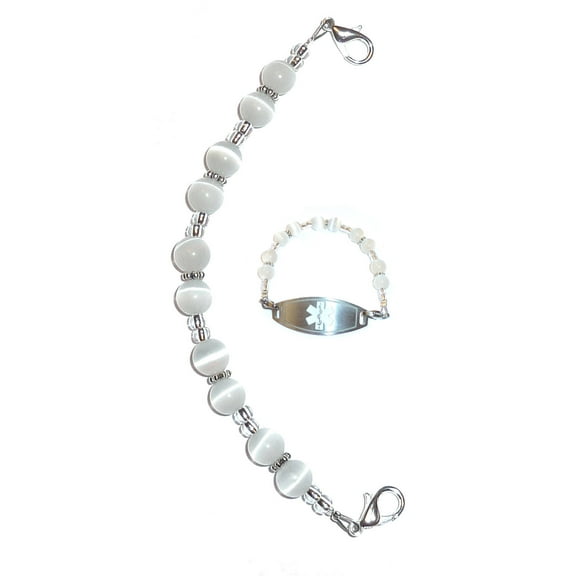 Hidden Hollow Beads White women's Medical Alert ID Interchangeable Replacement Bracelet