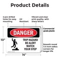 thumbnail image 2 of (2 Pack) Trip Hazard Be Alert Watch Your Step OSHA Danger Sign 14 Inch X 10 Inch Plastic Sign, Weather Resistant, UV Protected for Workplace, Business, and Construction Site, Made in, 2 of 8