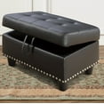 thumbnail image 6 of 28.5 in. W Black Faux Leather Rectangle Ottoman with Storage and Nails, 6 of 6