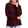 thumbnail image 6 of Early Spring Fashion Solid Color Crew-Neck Casual Long-Sleeved Pullover Hoodie Long Sleeve Shirts Fall Fashion Basic Thermal Underwear Tops Winter Clothes, 6 of 9