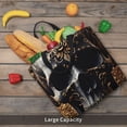 thumbnail image 6 of Defioc Gold Pattern Black Skull Pattern Tote Bag for Women,Large Capacity Tote Bag with Zipper Casual Shoulder Handbags Shopping Bag, 6 of 8