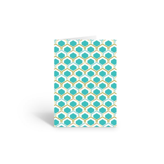 Teal Pattern Blank Note Card - 10 Cards and Envelopes - B14354