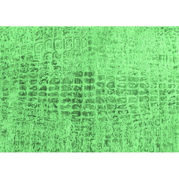 Ahgly Company Indoor Rectangle Abstract Emerald Green Contemporary Area Rugs, 5' x 8'