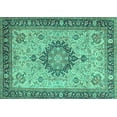 thumbnail image 1 of Ahgly Company Indoor Rectangle Medallion Turquoise Blue Traditional Area Rugs, 5' x 7', 1 of 4