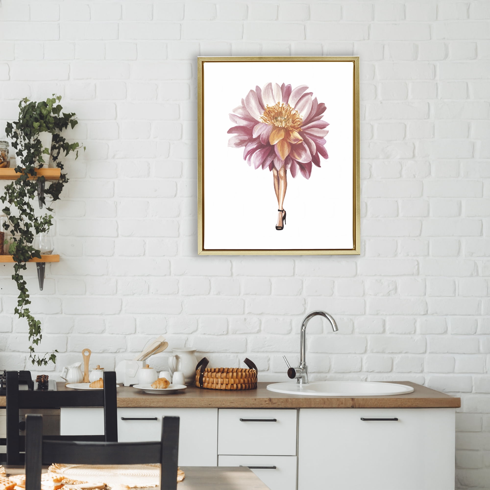 Stupell Industries Glam Floral Walkway Gold Framed Floater Canvas Wall Art, design by Svetlana Aleynikova