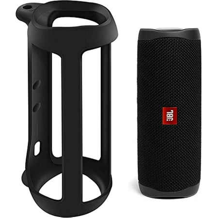 JBL Flip 5 Waterproof Portable Wireless Bluetooth Speaker Bundle with Silicone Protective Carrying Sleeve (Black)