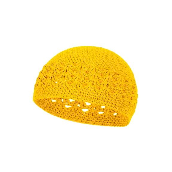 Crocheted Knit Beanie Domes- Gold