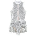 thumbnail image 5 of inhzoy Womens Sequins Tassle Latin Jazz Dance Leotard Bodysuit Ballroom Party Dance Dress White XL, 5 of 10