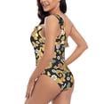 thumbnail image 4 of Honeii Sunflowers Bee for women's one-piece swimsuit featuring a chic one-shoulder design experience elegance and style in the water-Small, 4 of 6