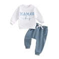 thumbnail image 2 of Elippeo Boys Autumn 2PCS Outfit Sets Long Sleeve O Neck Letter Embroidery Tops Drawstring Pants Sets 6 12 18 24 Months 3 Years, 2 of 10