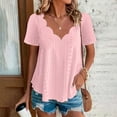 thumbnail image 6 of ZHENHONG T Shirts for Women,Casual Solid Color V Neck Tops Comfortable Breathable Short Sleeve Blouses,Pink Women Blouses, 6 of 6
