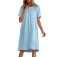 thumbnail image 2 of Neewe Summer Loose Midi Dress for Women Plain Crew Neck Short Sleeve Basic T-Shirts Casual Dresses with Pocket, 2 of 6