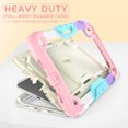 thumbnail image 5 of ELEHOLD for iPad mini 6th Generation 8.3 inch 2021 Ragged Case, Soft Silicone Hard PC Shoulder Strap Built-Kickstand Anti-Drop Shockproof Heavy Duty Protective Cover Case,Colorful Pink, 5 of 10