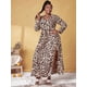 thumbnail image 3 of Vestido de hendidura de alta torsión de estampado de leopardo Rosegal  Vestidos largos de talla grande, 3 of 5