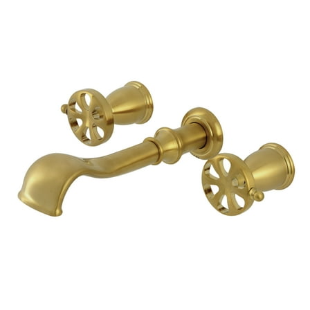 Kingston Brass KS5027RX Belknap Two-Handle Wall Mount Roman Tub Faucet, Brushed Brass