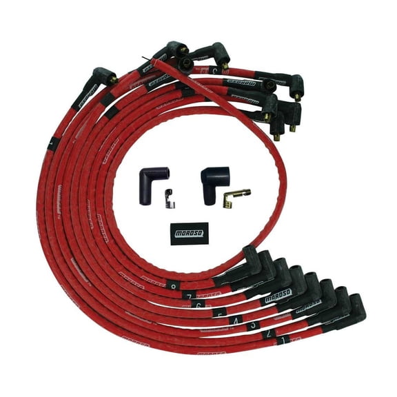 Moroso for SBC Over Valve Cover 90Deg Plug Non-HEI Sleeved Ultra Spark Plug Wire