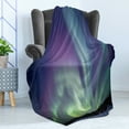 thumbnail image 4 of Aurora Borealis Soft Flannel Fleece Throw Blanket, Exquisite Atmosphere Solar Starry Sky Calming Night Image, Cozy Plush for Indoor and Outdoor Use, 50" x 60", Dark Blue Mint Green, by Ambesonne, 4 of 5