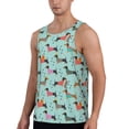 thumbnail image 2 of Fotbe Christmas Dachshund Pattern Men's Quick Dry Workout Tank Top Gym Muscle Tee Fitness Bodybuilding Sleeveless T Shirt Breathable Workout Shirt-Small, 2 of 9