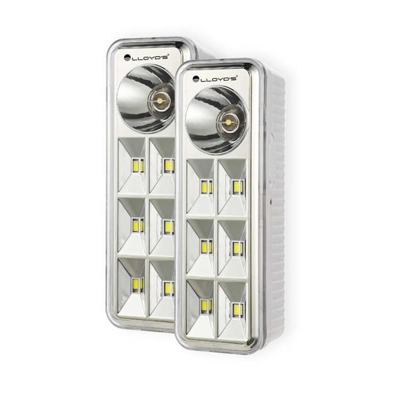 Lámparas De Emergencia Con Linterna 6 Led Recargables 2 Piez