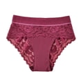 thumbnail image 2 of opolski Women Underpants High Waist Hollow Out Lace Soft Breathable Anti-septic Stretchy Moisture-wicking Flower Embroidery Mesh Lady Panties Briefs, 2 of 8