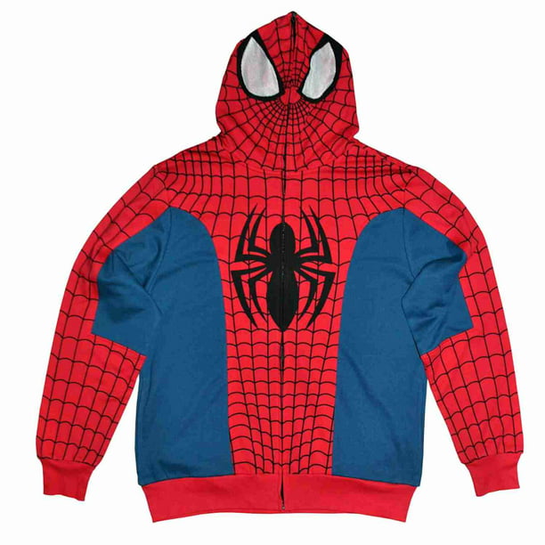 Marvel - Marvel Spiderman Mens Red/Blue Full Zip Costume Hoodie ...