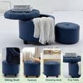 thumbnail image 4 of Upholstered Fabric Button Tufted Round Foot Rest Ottoman with Storage for Living Room (Set of 2), 4 of 6