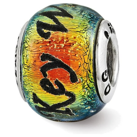 - Sterling Silver Reflections Key West Orange Dichroic Glass Bead