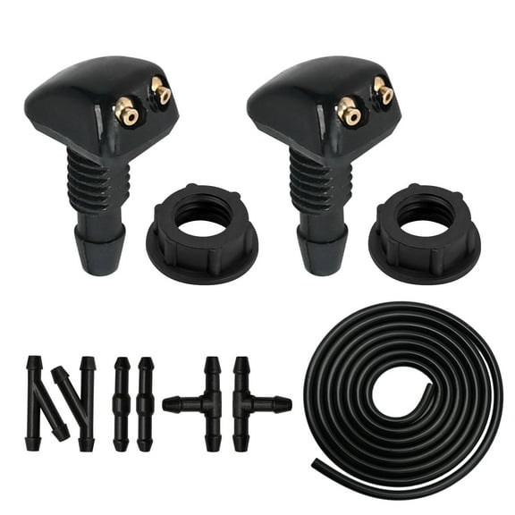 Anxingo 2pcs Front Windshield Washer Nozzles Kit with Fluid Hose, Windshield Washer Nozzles Wiper Spray Replacement for Most Cars