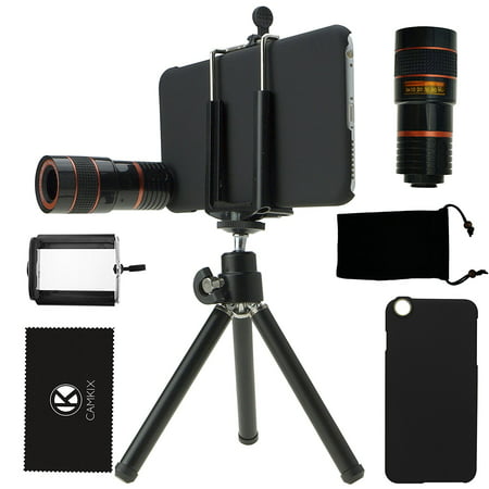 CamKix Camera Lens Kit for iPhone 6 Plus / 6S Plus ONLY including 8X Telephoto Lens / Mini Tripod / Phone Holder / Hard Case / Velvet Bag / Microfiber Cleaning