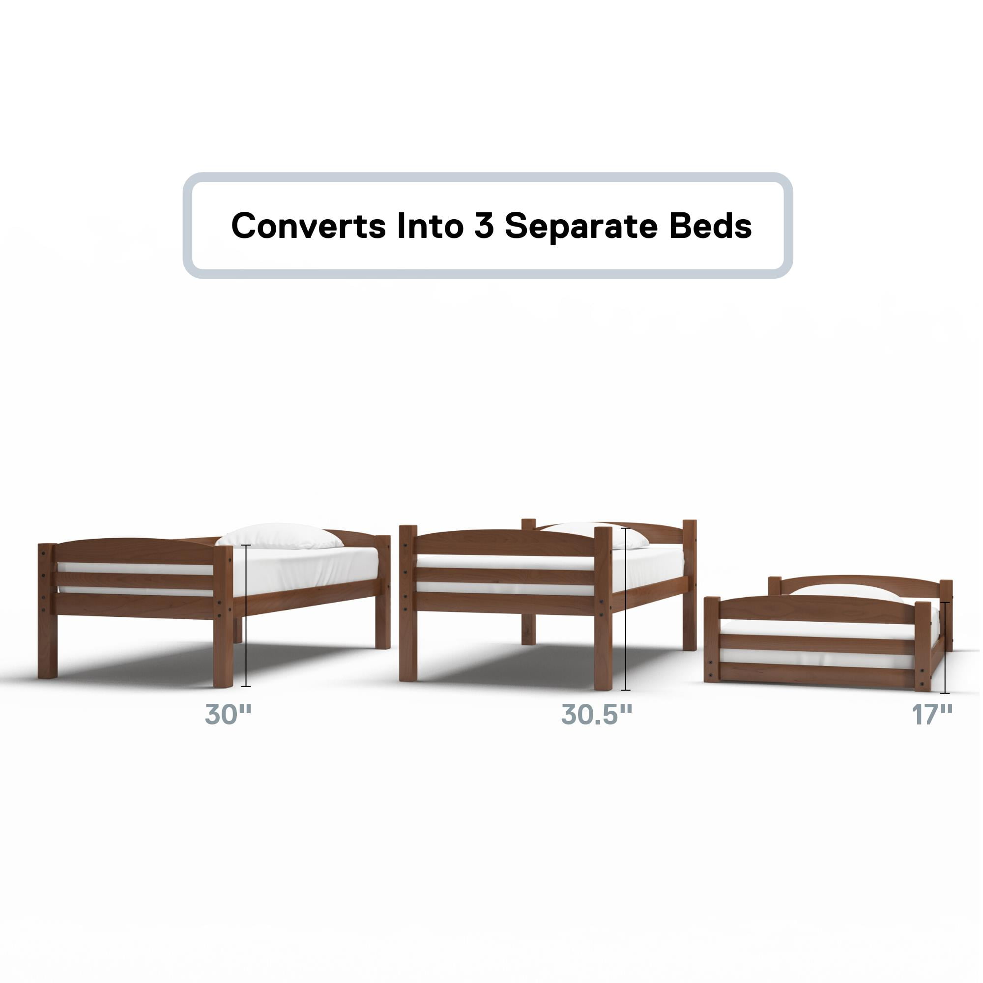 Better Homes & Gardens Tristan Kids' Convertible Triple Bunk Bed, Twin Over Twin Over Twin, Mocha