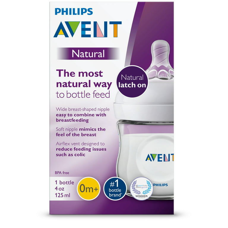 Philips Avent Natural Baby Bottle with Natural Response Nipple, Clear, 4oz,  3pk, SCY900/93 
