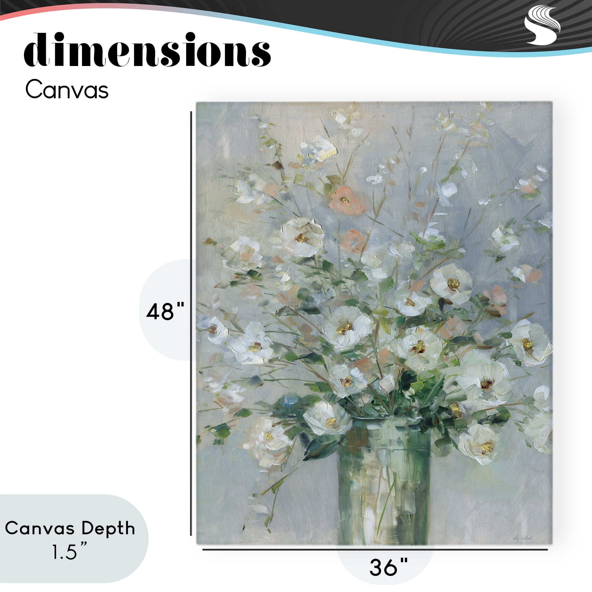 Stupell Industries Delicate White Blossoms Impression Canvas Wall Art, design by Sally Swatland