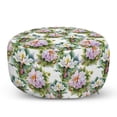 thumbnail image 1 of Botany Pouf, Soft Colored Flowers with Multiple Petals Aquarelle Effect Swirly Leaves Repeating, Decorative Soft Foot Rest with Removable Cover Living Room and Bedroom, Multicolor, by Ambesonne, 1 of 3