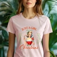 thumbnail image 5 of Just a Girl Who Loves Christmas T-Shirt | Retro Pin-Up Holiday Graphic Tee, Light Pink, Size 2XL, 5 of 6