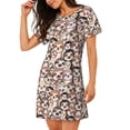 thumbnail image 2 of Pofeuu Brown Sloth Print Women's Loose Fit Short Sleeve Nightgown, Comfortable Sleep Dress for Women, Casual Lounge Sleepwear, Soft Cotton Sleep Dress, 2 of 6
