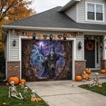thumbnail image 2 of Dark Demon Warrior Breaking Wall Halloween Garage Door Banner Large Size Outdoor Garage Holiday Decor, 2 of 3
