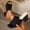 Black, variant on Womens Knit Open Toe Heeled Mules Block Heels Sandals Open Toe Heeled Mules Chunky Block Low Heel Slip On Slides Orange 7(39)