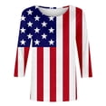 thumbnail image 6 of Conairie 4th of July T Shirt Women Crew Neck Loose 3/4 Sleeve Patriotic Shirts With Flag Stars Stripes Holiday Commemorative Tops Red L, 6 of 6