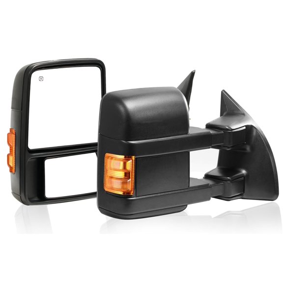 Rétroviseurs de Remorquage Gauche et Droite pour 08-16 F-250 F-450 F-550 SUPER DUTY, Chauffage Électrique, SIGNAL Ambré, Lentille Covex, Rétroviseur Noir Passager LH RH Remplacement