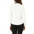 thumbnail image 3 of Allegra K Women's Work Office Top Blouse Ruffle Neck Long Sleeve Ribbon Button Down Shirt, 3 of 6
