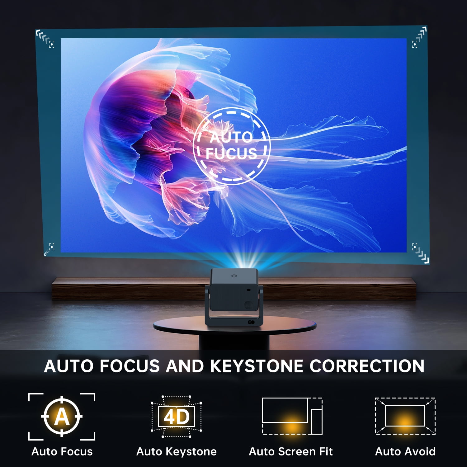Projector with 5G WiFi and Bluetooth, Native 1080P Projector, Full HD 18000LM Movie Projector, 150" Display Support 4k Home Theater, Compatible with Phone/Laptop/TV Stick