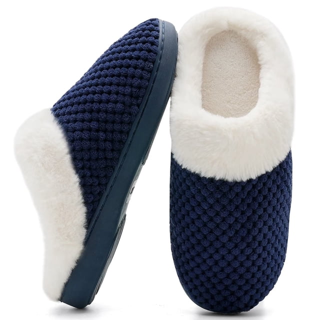 Zapatillas de invierno cálido de las mujeres cómodas zapatillas de felpa interior casa antideslizante acogedor amplia zapatillas ligeras